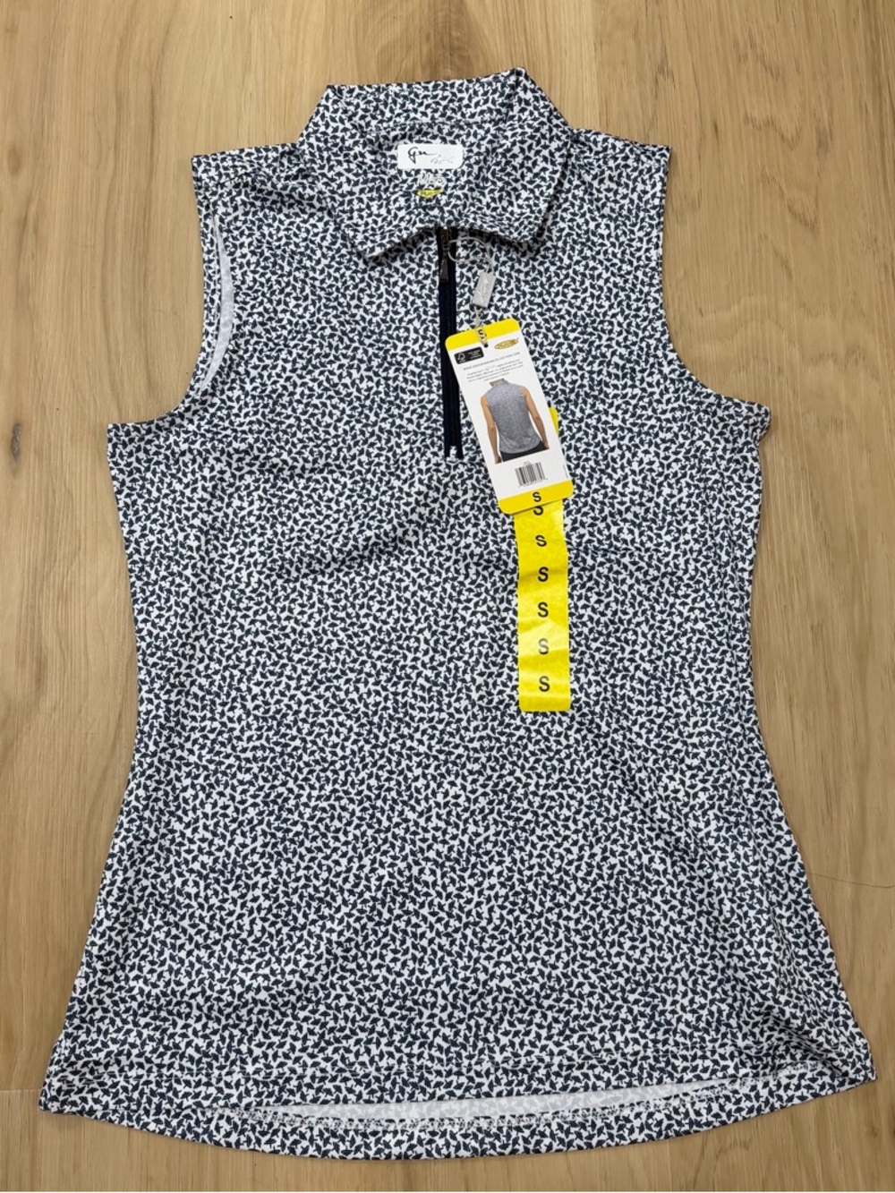 NWT Sleeveless Golf Polo - Navy/White Print